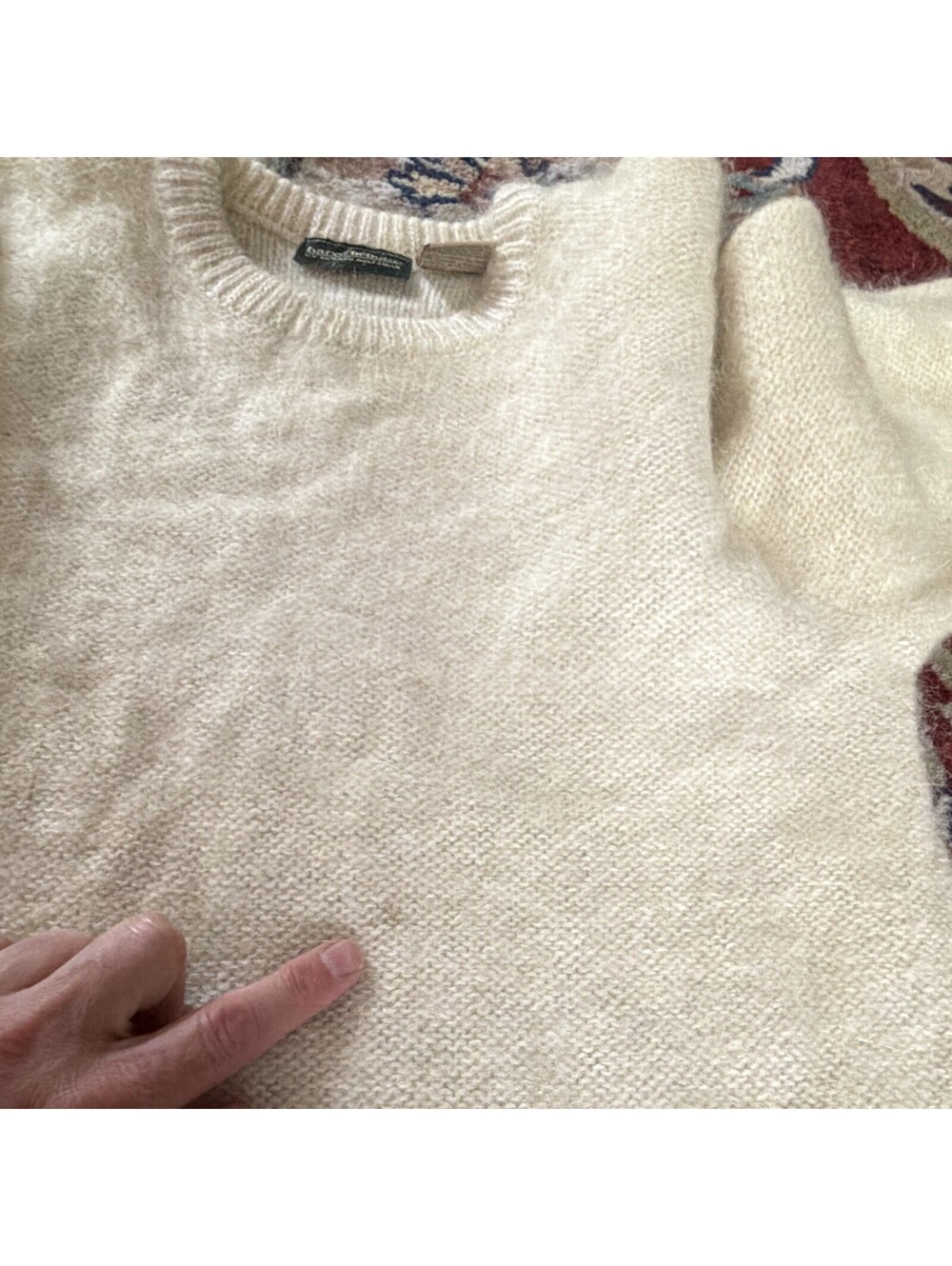 Harvé Benard Women's S Ivory Wool Mohair Blend Crew Neck Knit Pullover Sweater - Picture 9 of 9